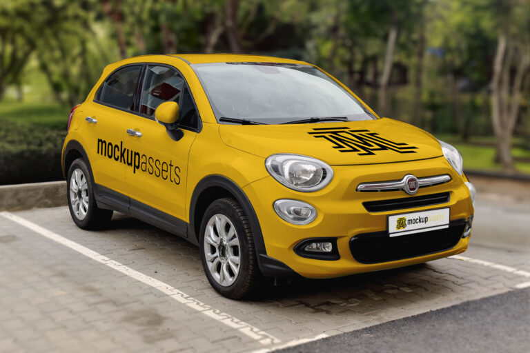 Realistic SUV Car Mockup Fiat 500X Crossover - Yellow Preview
